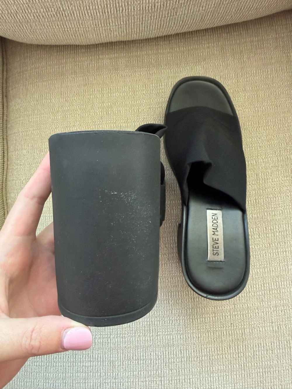 Steve Madden Black Chunky Platform Mule Heels